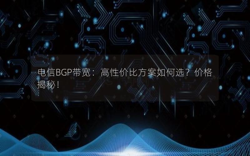 电信BGP带宽：高性价比方案如何选？价格揭秘！