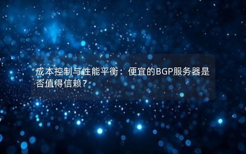 成本控制与性能平衡：便宜的BGP服务器是否值得信赖？