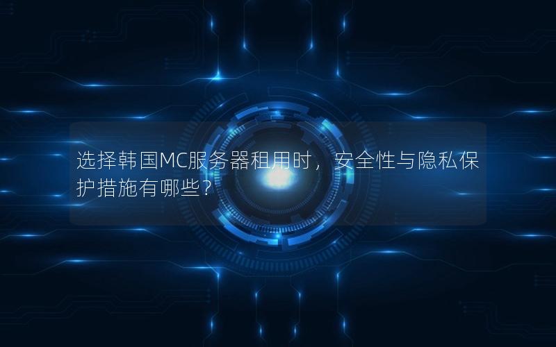 选择韩国MC服务器租用时，安全性与隐私保护措施有哪些？