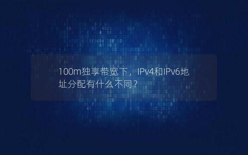 100m独享带宽下，IPv4和IPv6地址分配有什么不同？