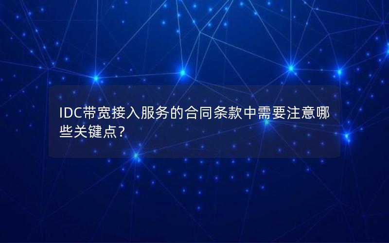 IDC带宽接入服务的合同条款中需要注意哪些关键点？