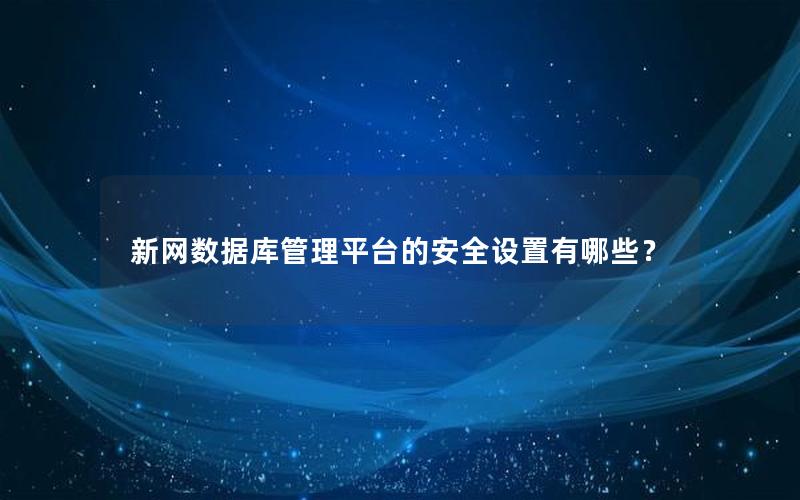 新网数据库管理平台的安全设置有哪些？