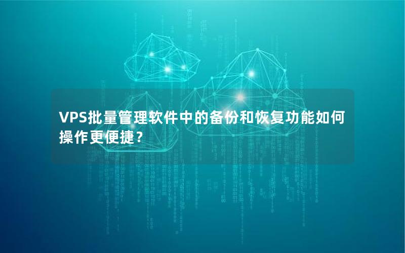 VPS批量管理软件中的备份和恢复功能如何操作更便捷？