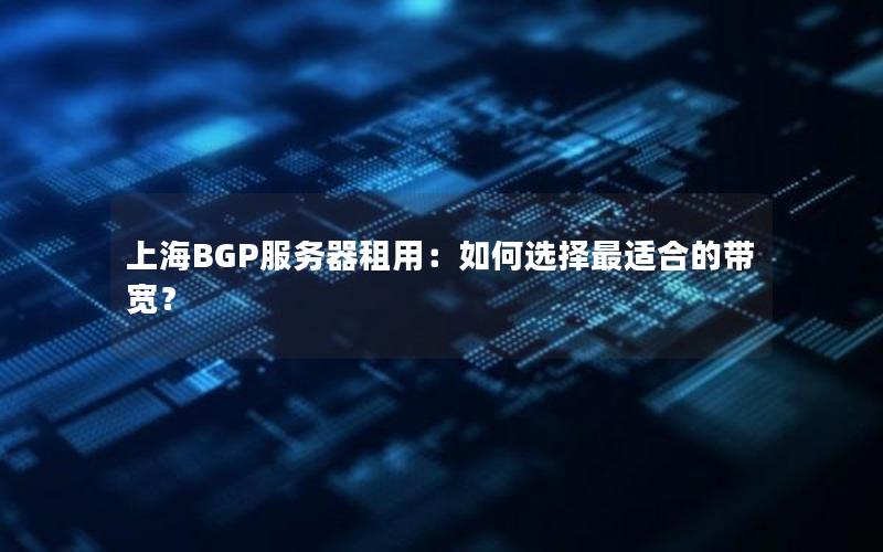 上海BGP服务器租用：如何选择最适合的带宽？