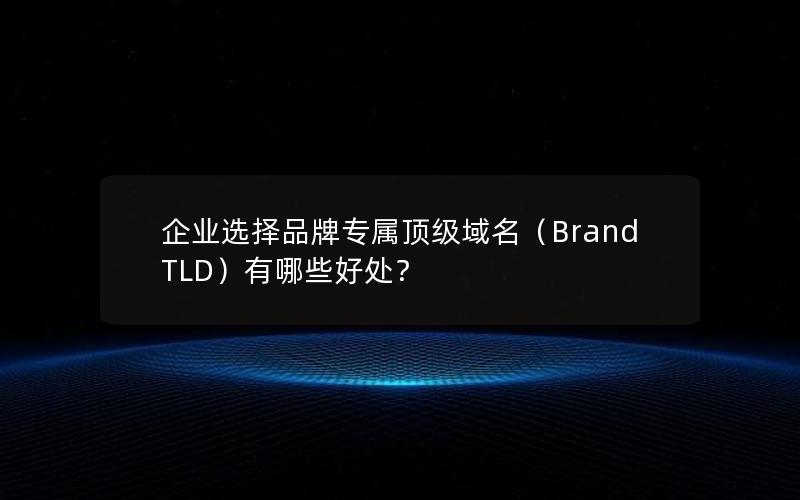 企业选择品牌专属顶级域名（Brand TLD）有哪些好处？