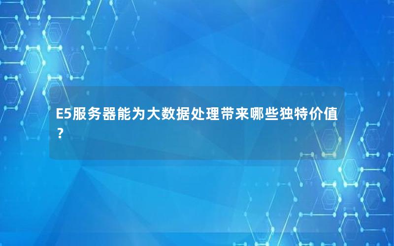 E5服务器能为大数据处理带来哪些独特价值？