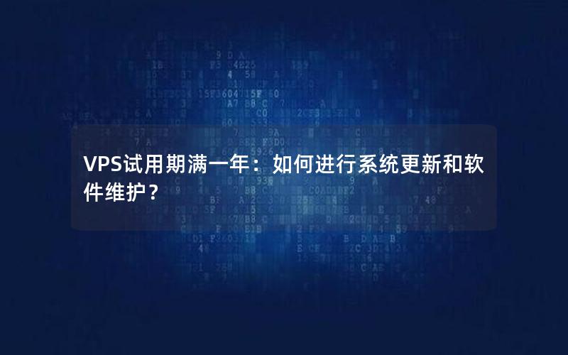 VPS试用期满一年：如何进行系统更新和软件维护？