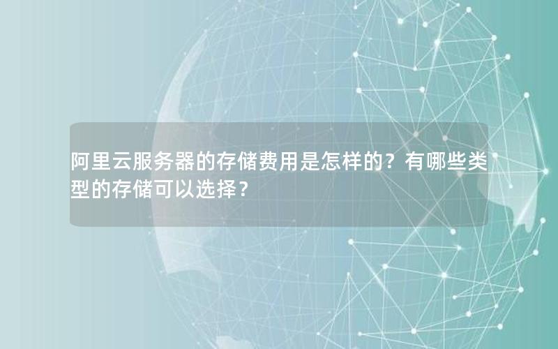 阿里云服务器的存储费用是怎样的？有哪些类型的存储可以选择？