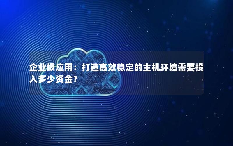 企业级应用：打造高效稳定的主机环境需要投入多少资金？