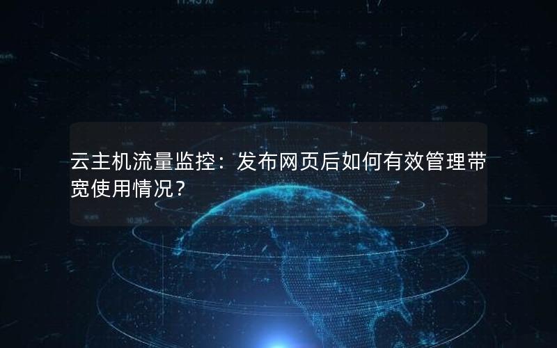 云主机流量监控：发布网页后如何有效管理带宽使用情况？