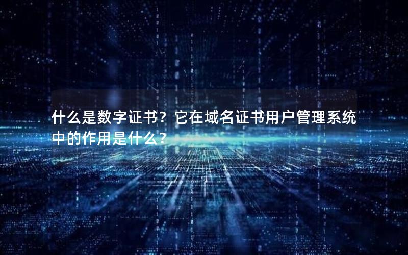 什么是数字证书？它在域名证书用户管理系统中的作用是什么？