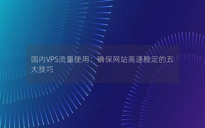 国内VPS流量使用：确保网站高速稳定的五大技巧