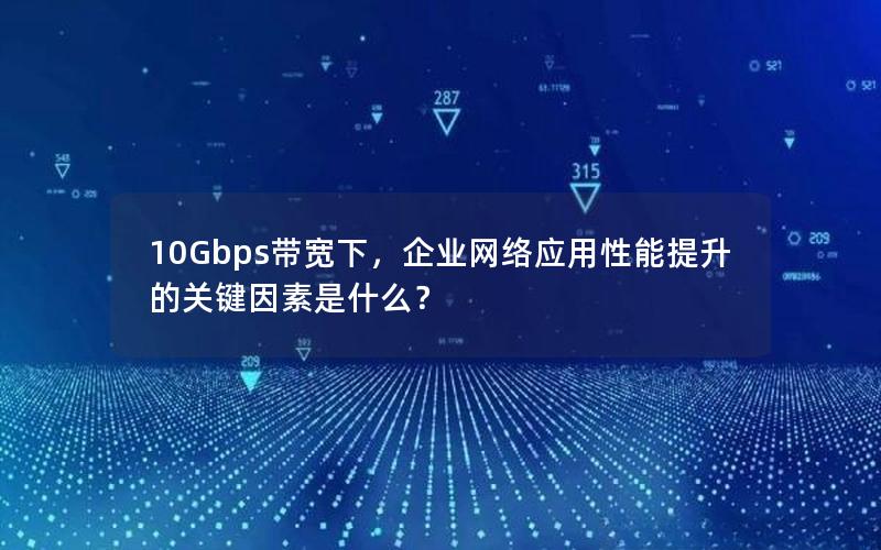 10Gbps带宽下，企业网络应用性能提升的关键因素是什么？