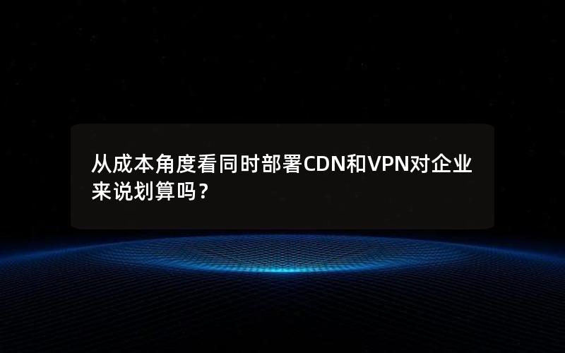 从成本角度看同时部署CDN和VPN对企业来说划算吗？