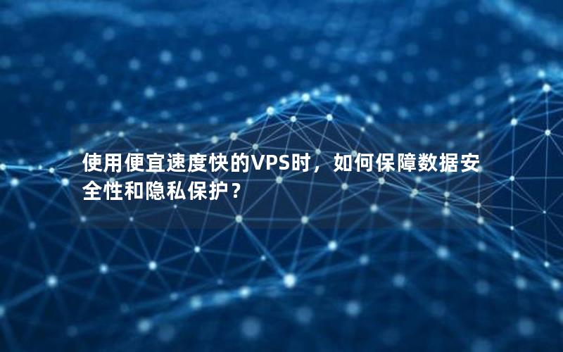 使用便宜速度快的VPS时，如何保障数据安全性和隐私保护？