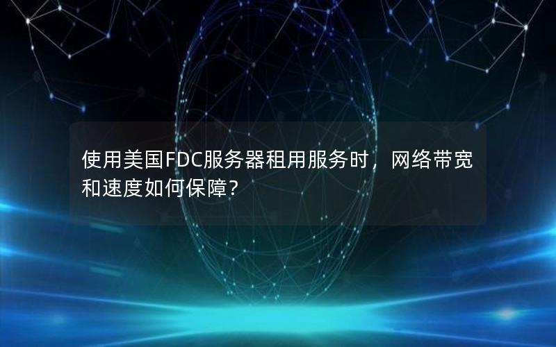 使用美国FDC服务器租用服务时，网络带宽和速度如何保障？