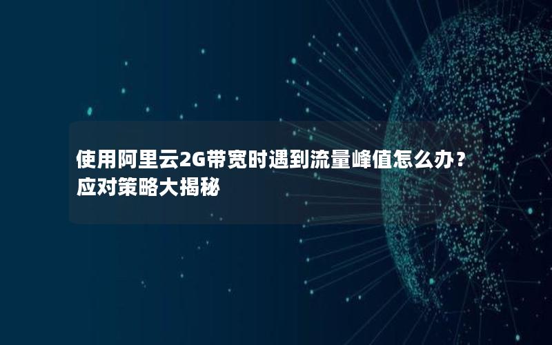 使用阿里云2G带宽时遇到流量峰值怎么办？应对策略大揭秘