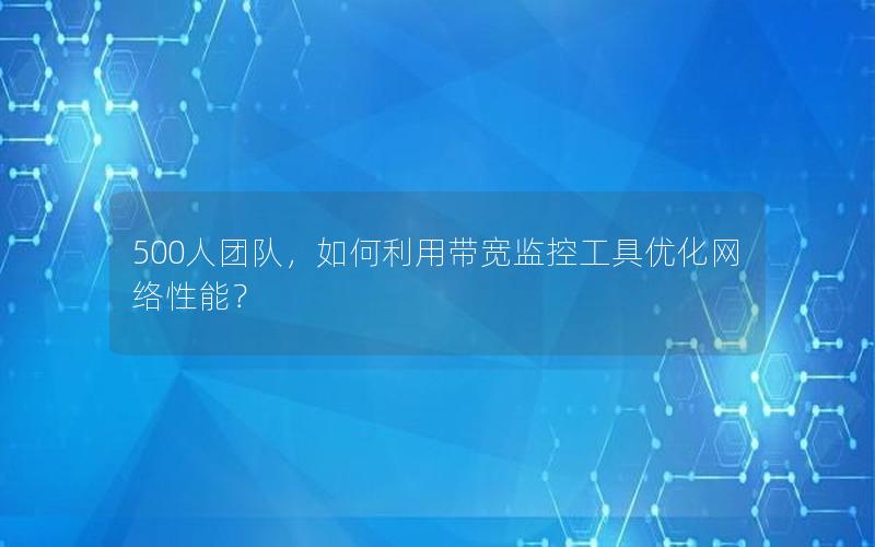 500人团队，如何利用带宽监控工具优化网络性能？