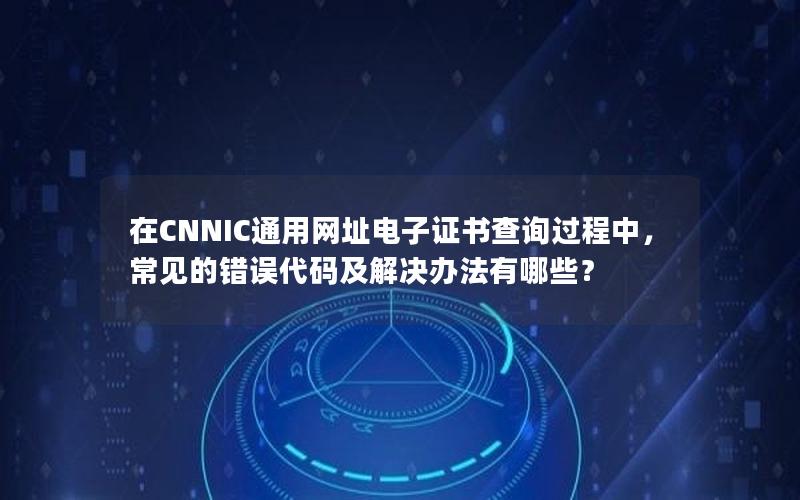 在CNNIC通用网址电子证书查询过程中，常见的错误代码及解决办法有哪些？