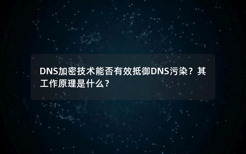 DNS加密技术能否有效抵御DNS污染？其工作原理是什么？