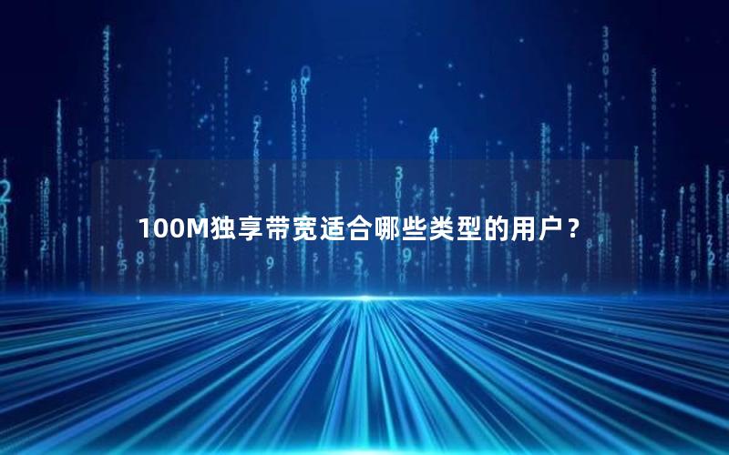 100M独享带宽适合哪些类型的用户？