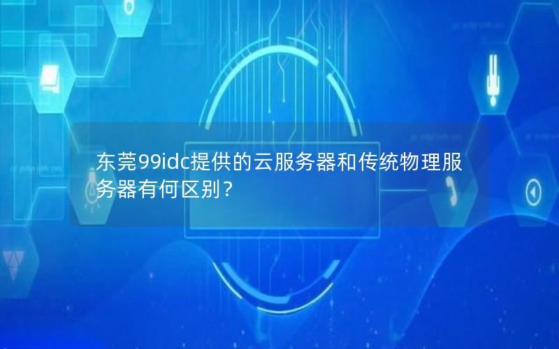 东莞99idc提供的云服务器和传统物理服务器有何区别？