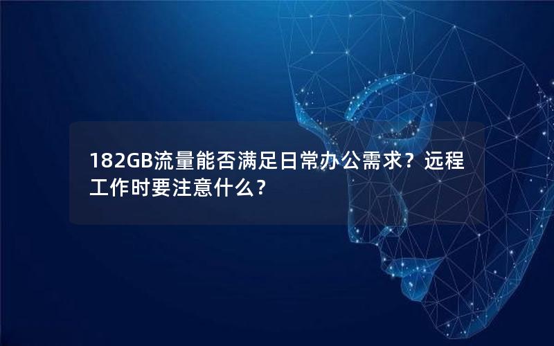 182GB流量能否满足日常办公需求？远程工作时要注意什么？