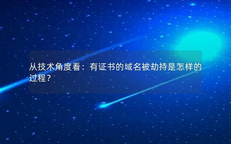 从技术角度看：有证书的域名被劫持是怎样的过程？