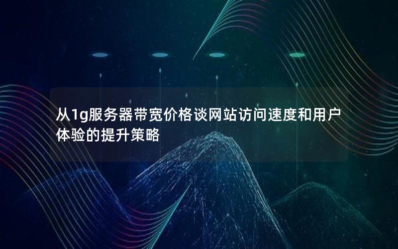 从1g服务器带宽价格谈网站访问速度和用户体验的提升策略