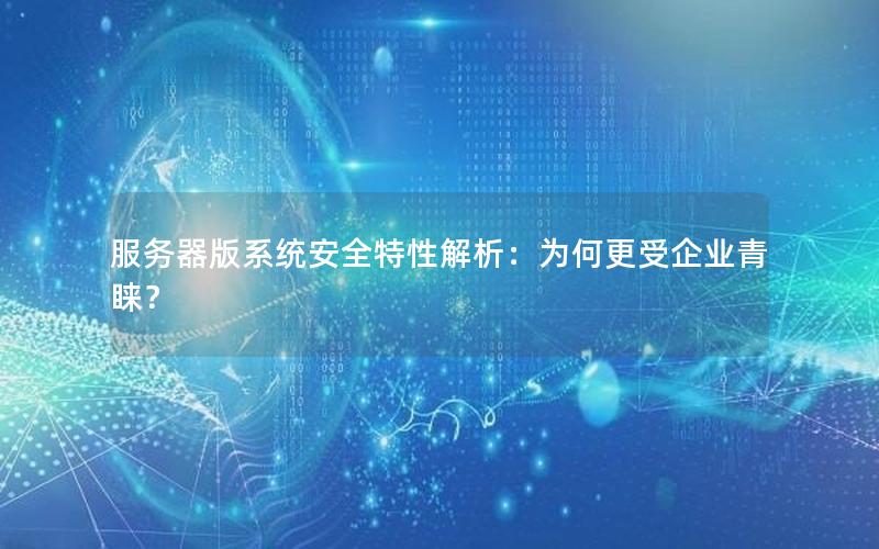 服务器版系统安全特性解析：为何更受企业青睐？