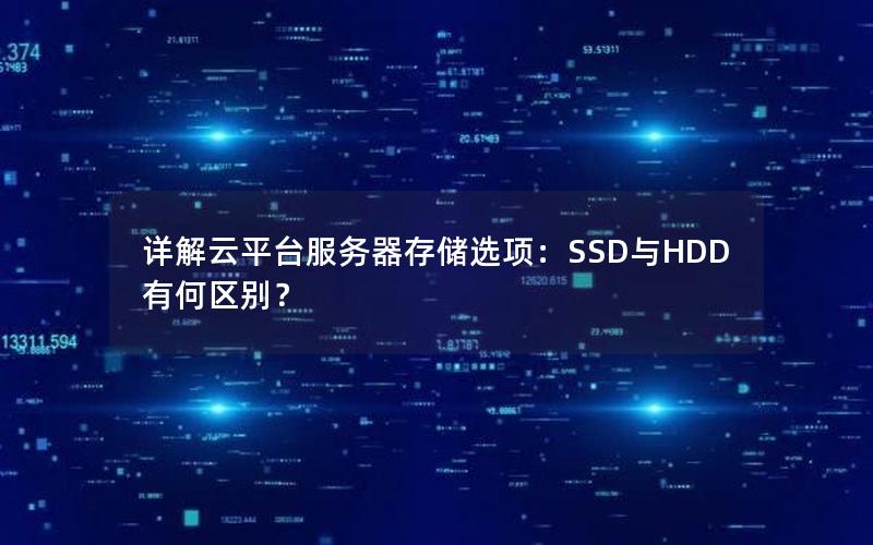 详解云平台服务器存储选项：SSD与HDD有何区别？