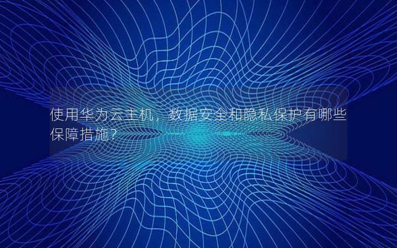 使用华为云主机，数据安全和隐私保护有哪些保障措施？