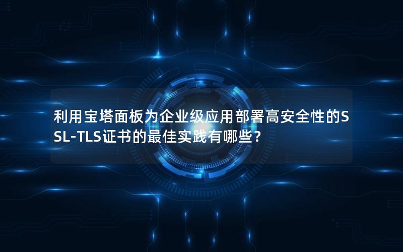 利用宝塔面板为企业级应用部署高安全性的SSL-TLS证书的最佳实践有哪些？