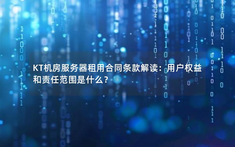 KT机房服务器租用合同条款解读：用户权益和责任范围是什么？