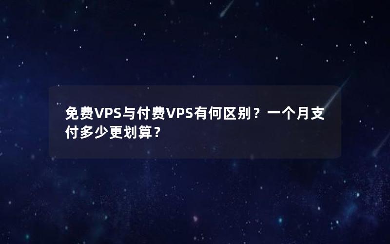 免费VPS与付费VPS有何区别？一个月支付多少更划算？