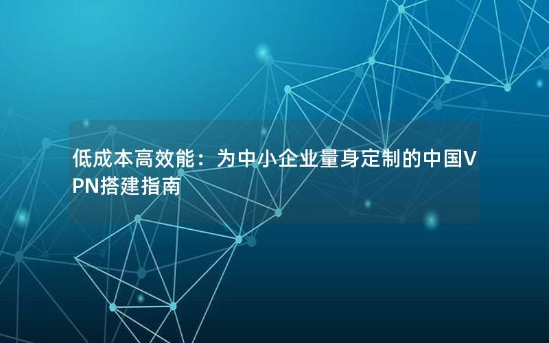 低成本高效能：为中小企业量身定制的中国VPN搭建指南