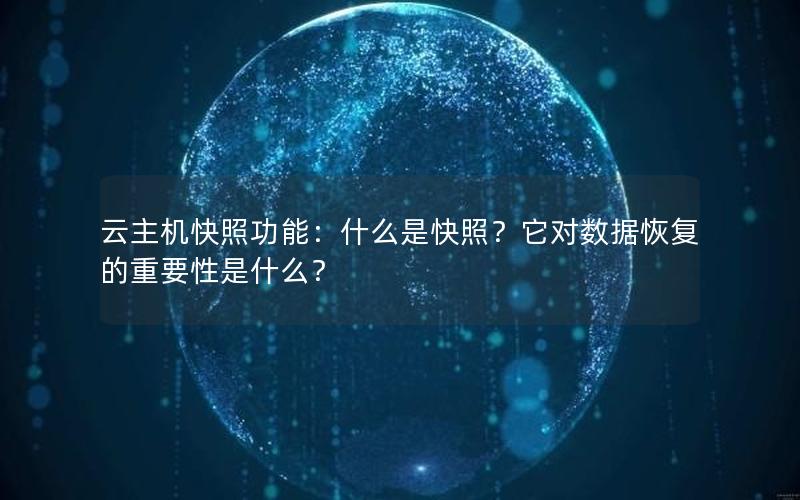 云主机快照功能：什么是快照？它对数据恢复的重要性是什么？