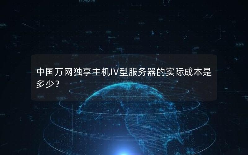 中国万网独享主机IV型服务器的实际成本是多少？