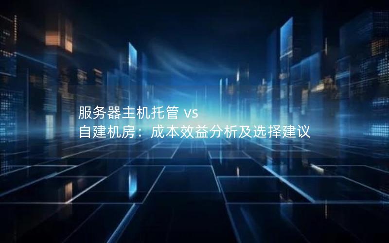 服务器主机托管 vs 自建机房：成本效益分析及选择建议