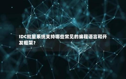 IDC批量系统支持哪些常见的编程语言和开发框架？