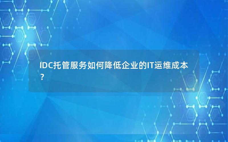 IDC托管服务如何降低企业的IT运维成本？