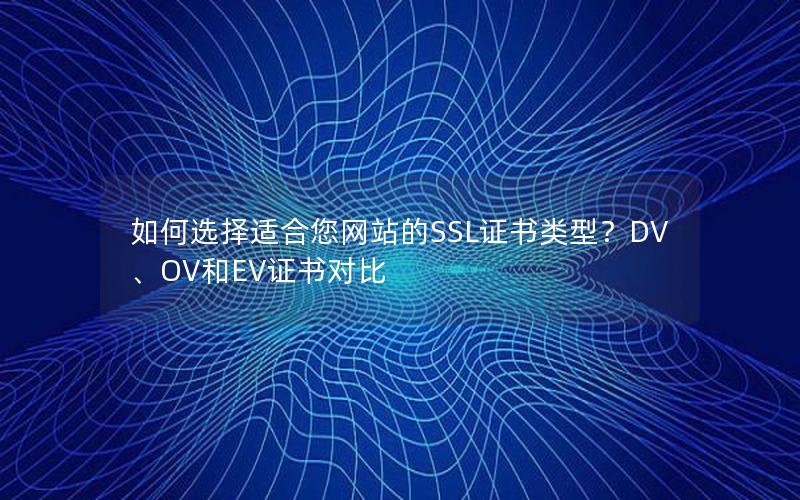 如何选择适合您网站的SSL证书类型？DV、OV和EV证书对比