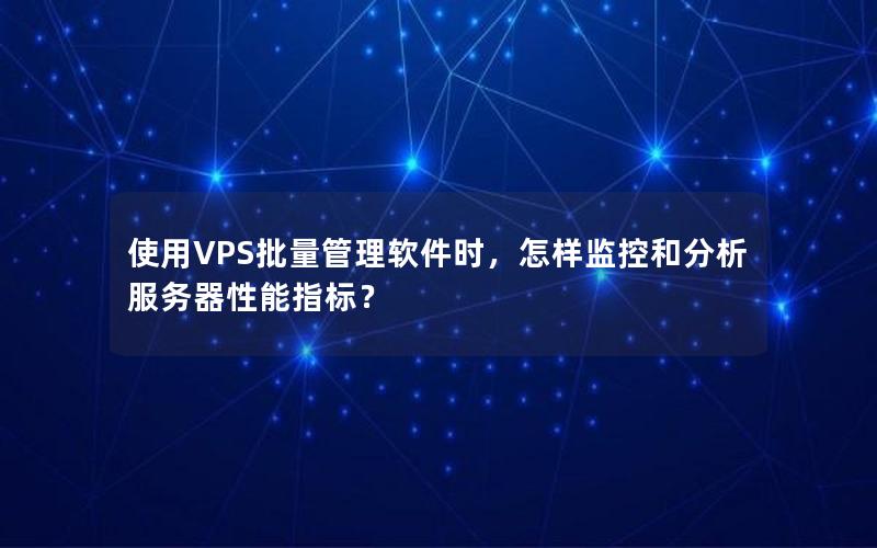 使用VPS批量管理软件时，怎样监控和分析服务器性能指标？