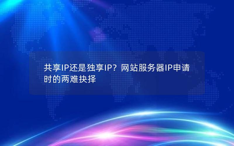 共享IP还是独享IP？网站服务器IP申请时的两难抉择