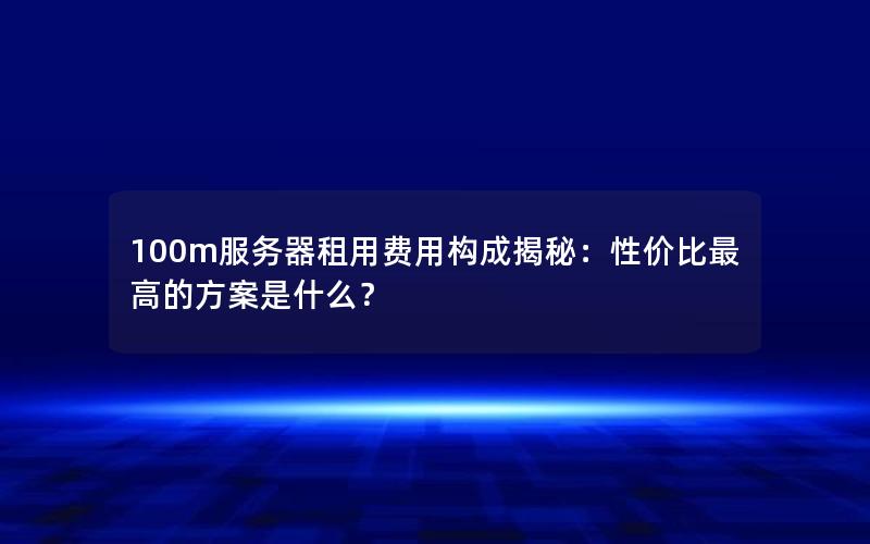 100m服务器租用费用构成揭秘：性价比最高的方案是什么？