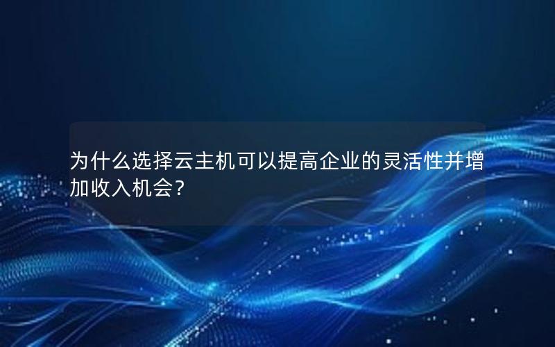 为什么选择云主机可以提高企业的灵活性并增加收入机会？