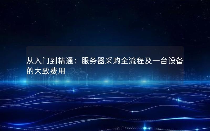 从入门到精通：服务器采购全流程及一台设备的大致费用