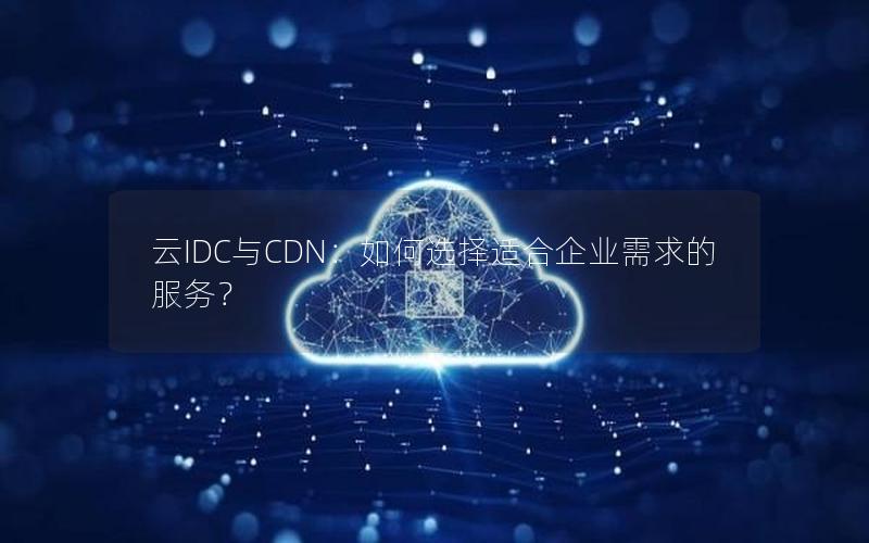 云IDC与CDN：如何选择适合企业需求的服务？