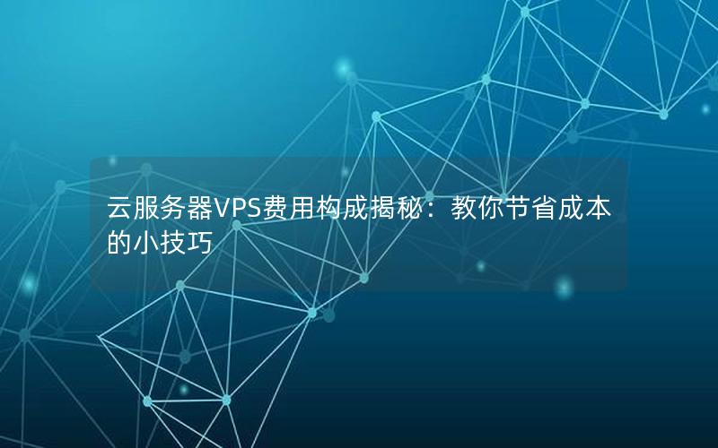 云服务器VPS费用构成揭秘：教你节省成本的小技巧