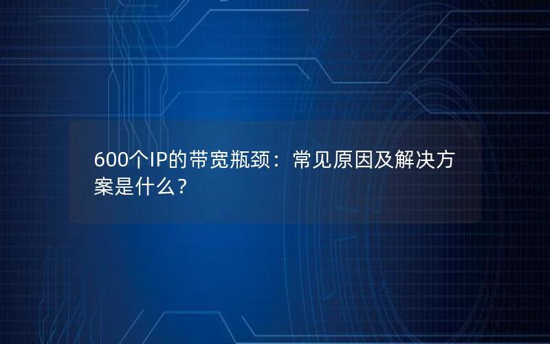 600个IP的带宽瓶颈：常见原因及解决方案是什么？